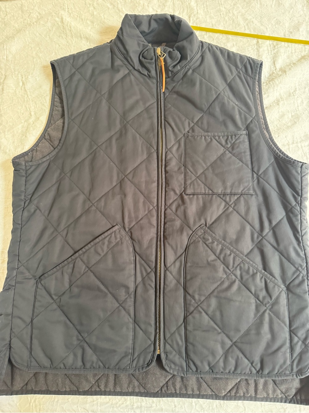 J Crew Mens L Quilted Vest Thermore Insulated Black Full Zip Utility Workwear